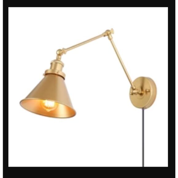 LNC Wollemia 1-Light Modern Gold Swing Arm Wall Sconces NEW light fixture - Picture 1 of 7